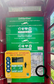 The village defibrillator is located in the old telephone box at Village Green