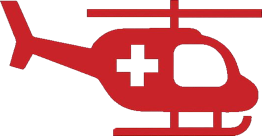 Image of a red air ambulance helicopter