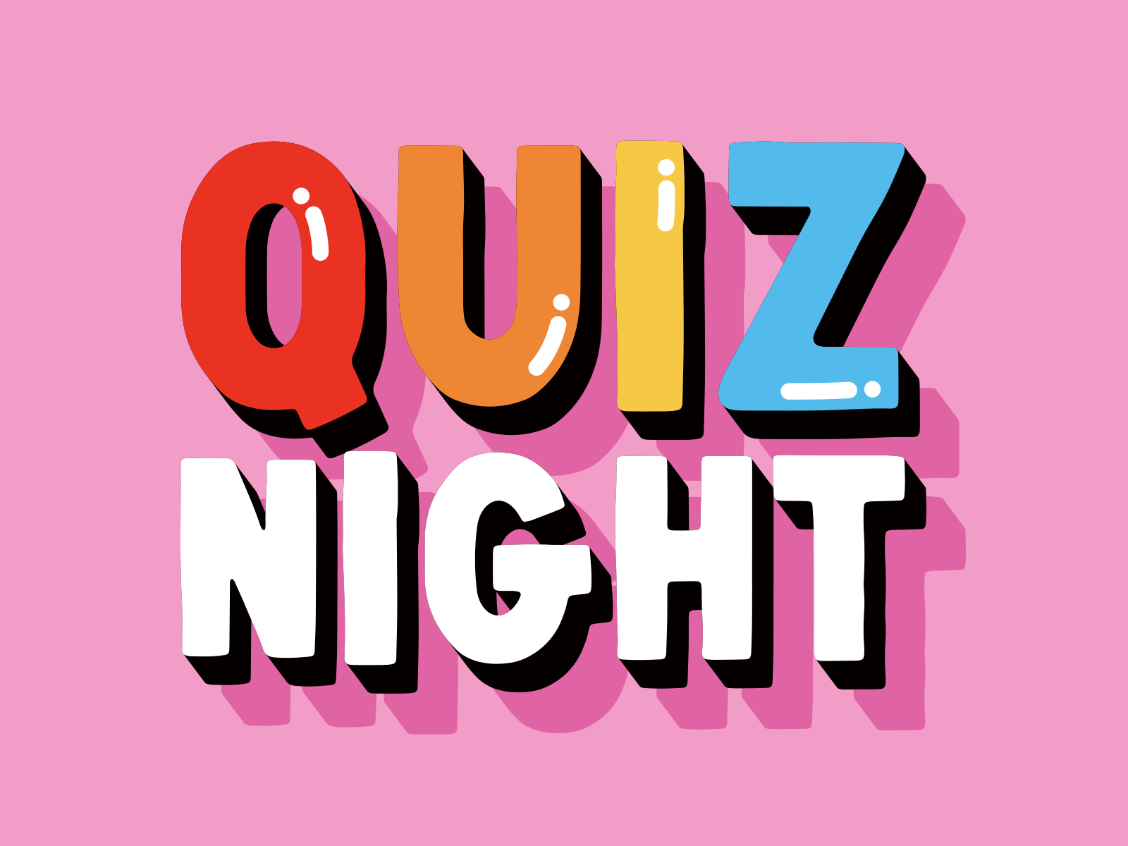 Animated poster advertising the next village Quiz Night