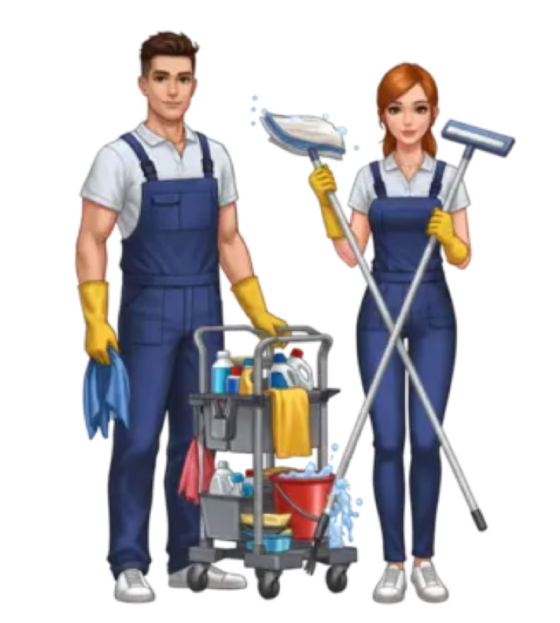 Picture of two cleaners and their equipment